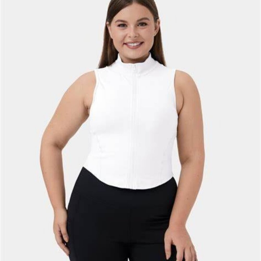 Halara Mock Neck Zip Front Sleeveless Cropped Plus Size Golf Tank Top Plus 4X